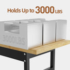 48'' Adjustable Workbench, Solid Wood Work Bench Table, Metal Tool Bench Work Bench for Garage, Large Load Capacity