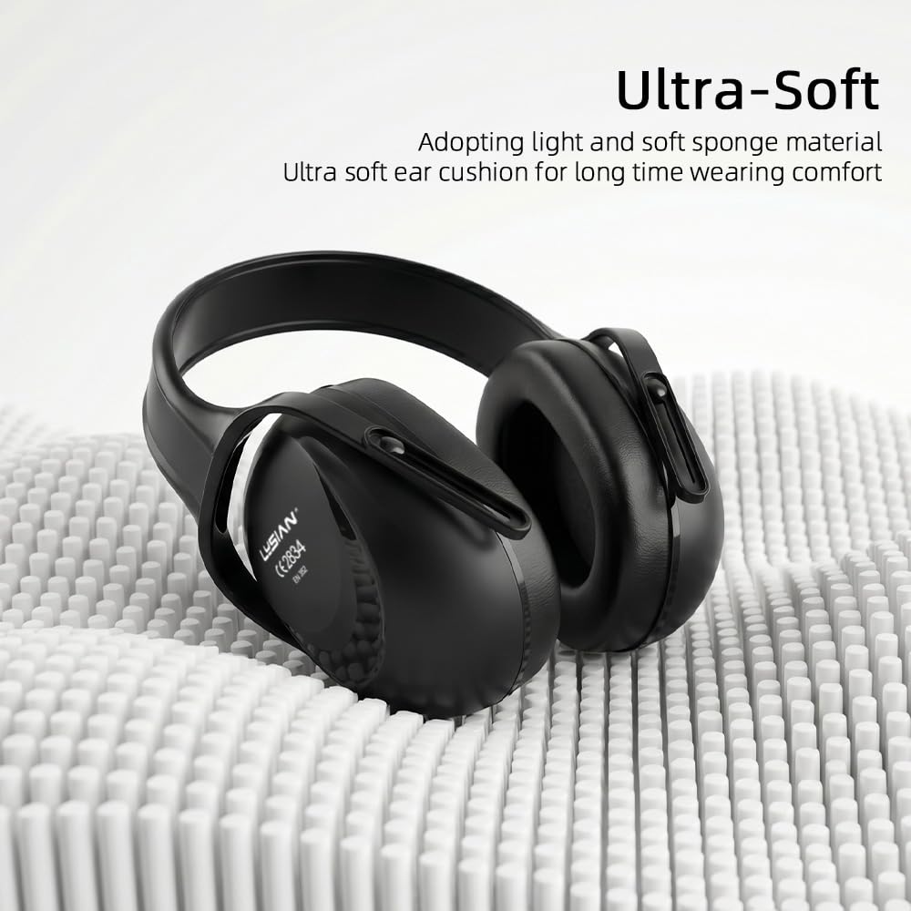 31dB Noise Reduction Earmuffs, Foldable Hearing Protection, Black