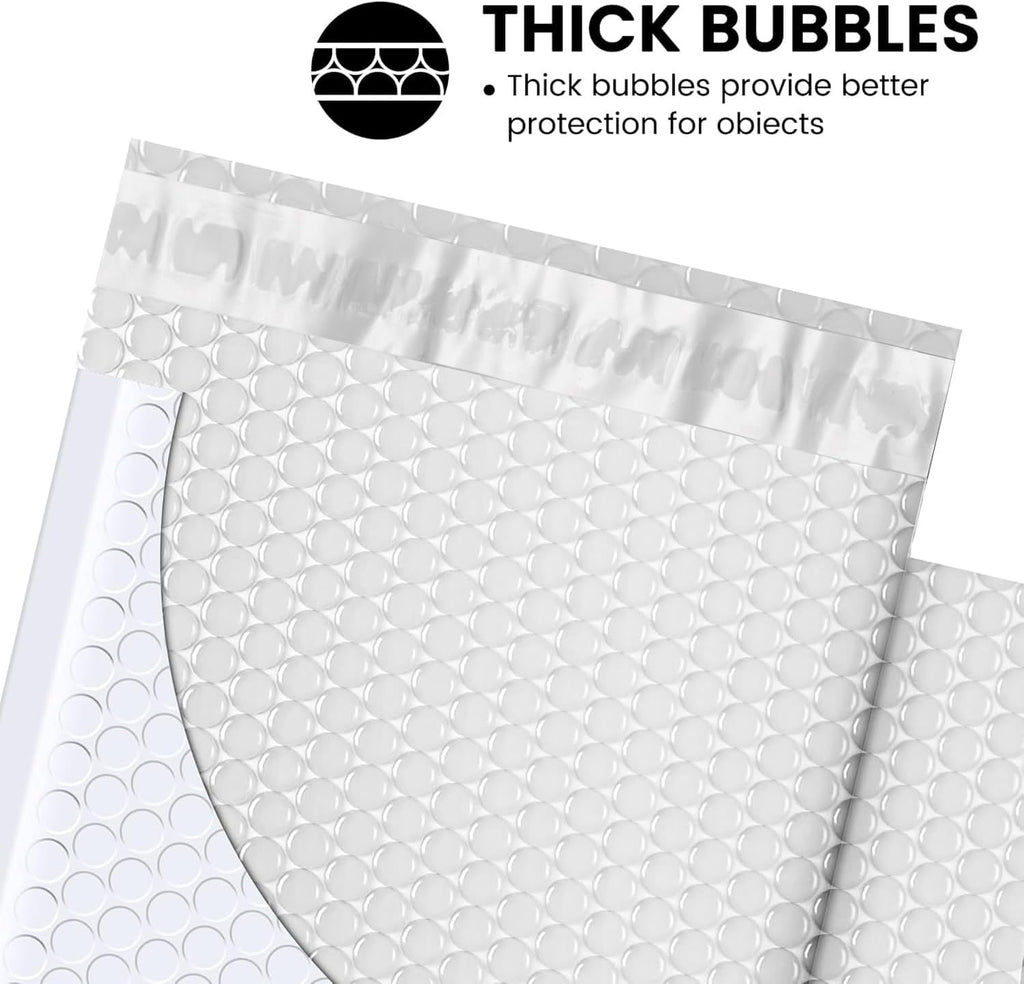 Bubble Mailers 6x10" 100 Pack White Padded Envelopes Usable Size 6x9
