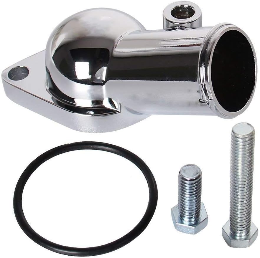 CarBole 21 Degree Chrome Water Neck Thermostat Housing Fit For Chevy V8 5.7L 350 454 Small Big Block
