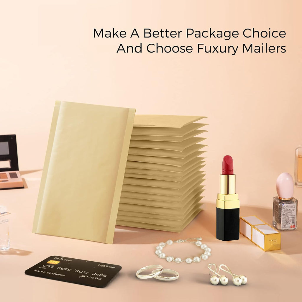 Kraft Bubble Mailers 4x8" Brown Padded Envelopes 50 Pack Usable 4x7"