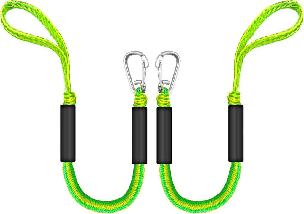 Bungee Dock Lines for Boats 2FT, Boat Tie Downs for Dock with Hooks, Elastic Dock Ties for Small Boat Jet Ski Kayak