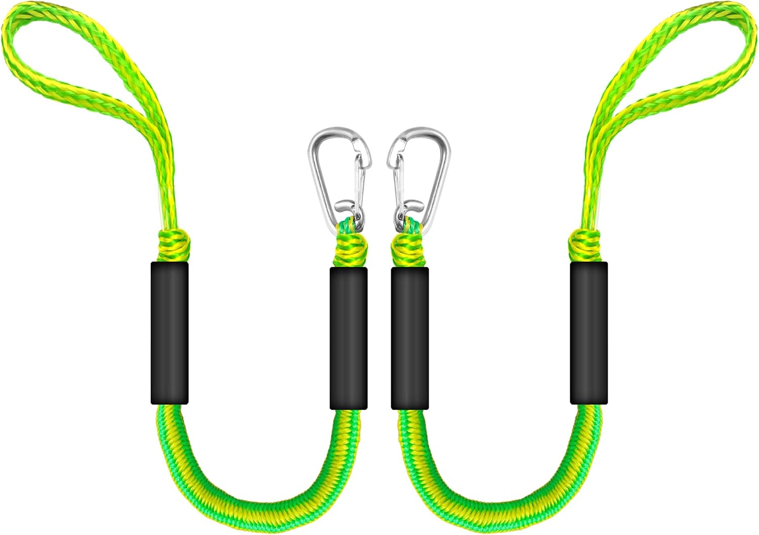 Bungee Dock Lines for Boats 2FT, Boat Tie Downs for Dock with Hooks, Elastic Dock Ties for Small Boat Jet Ski Kayak