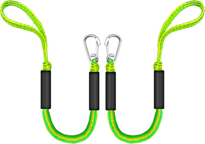 Bungee Dock Lines for Boats 2FT, Boat Tie Downs for Dock with Hooks, Elastic Dock Ties for Small Boat Jet Ski Kayak