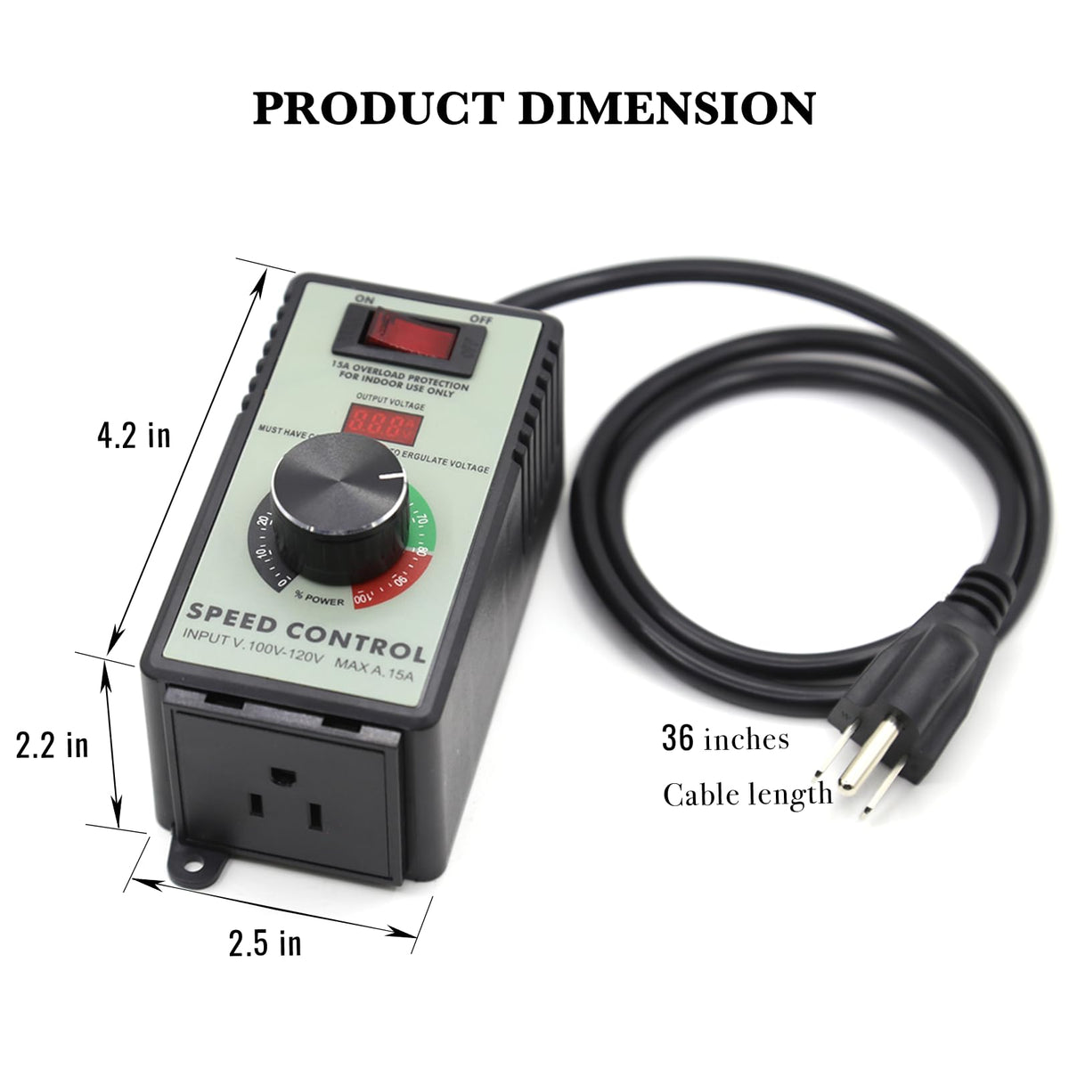 ZOWZEA AC Motor Variable Speed Controller 120V 15A 4000W with Overload Protection Switch