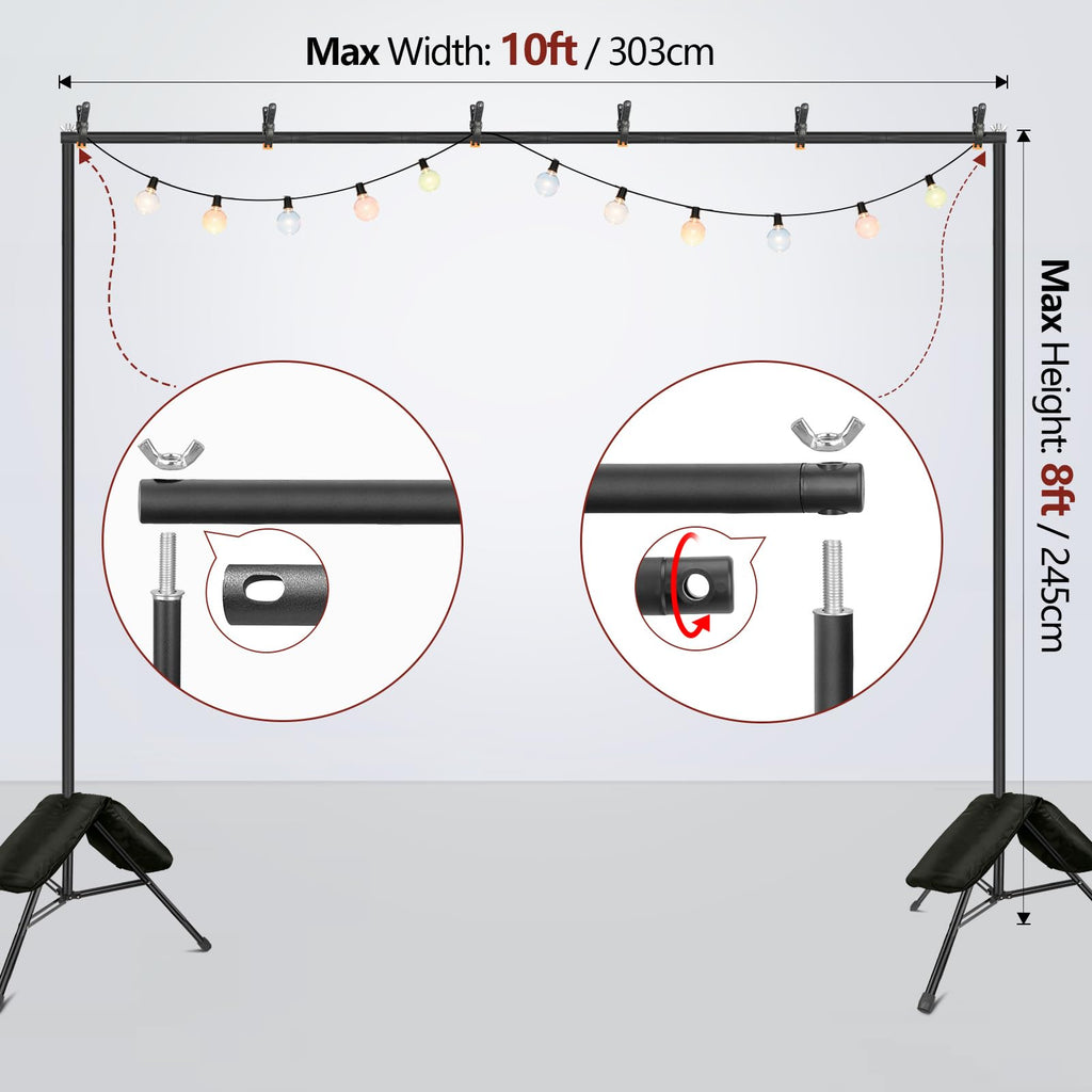 Heavy Duty Backdrop Stand 10×8ft - 7 Optional Widths, Easy Setup