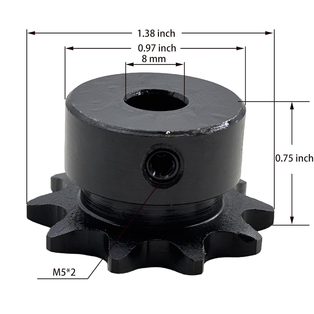 #35 Roller Chain Sprocket Type B 8mm bore 10 Tooth, Hardened Antirust 1045 Steel Drive Sprockets 35B10-8mm