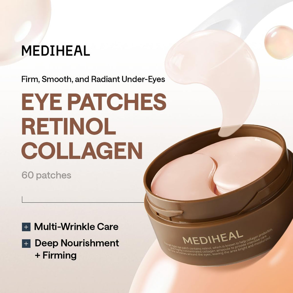 95% Retinol & Collagen Under Eye Patches, Wrinkle Care (60 Count) | with Retinol Liposome, Collagen | 4-Zone Firming