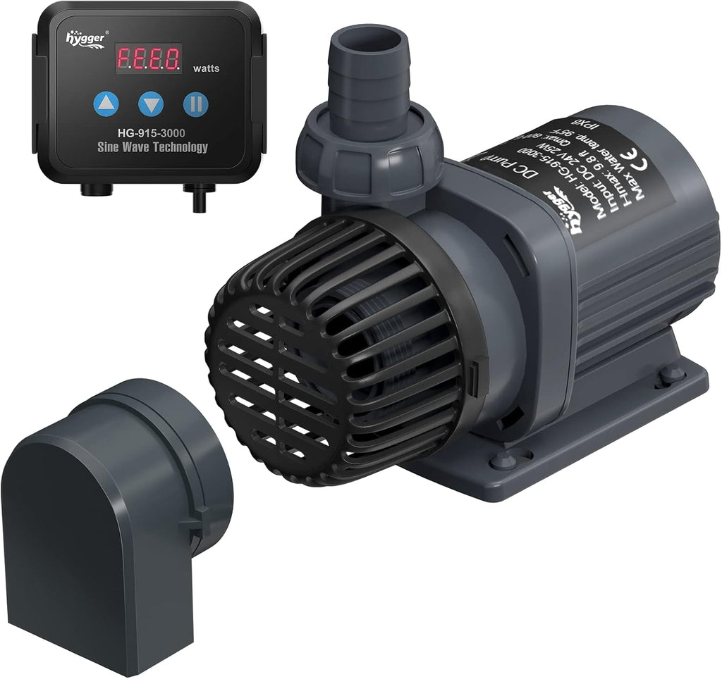 24V DC Water Pump Quiet Inline/Submersible Saltwater Aquarium Pump with LCD Display Controller 800 GPH Return Pump
