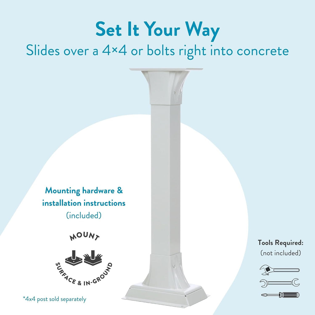 Callaway Cast Aluminum Mailbox Post, White | Heavy-duty post with weather-resistant outdoor build and a powder-coat
