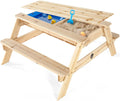 Surfside Wooden Sand and Water Picnic Table - Sensory Table Activity for Kids, Toddler Summer Outdoor Toys, Sturdy