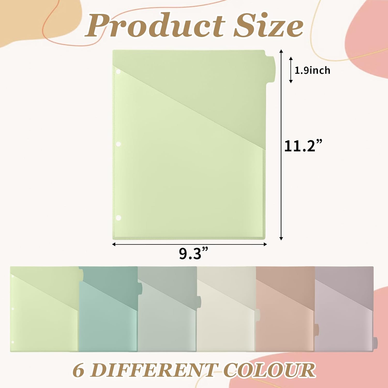 24 Pcs Binder Dividers for 3 Rings Binders Index Dividers with Two Clear Pockets Plastics Sheets Protectors with Tab