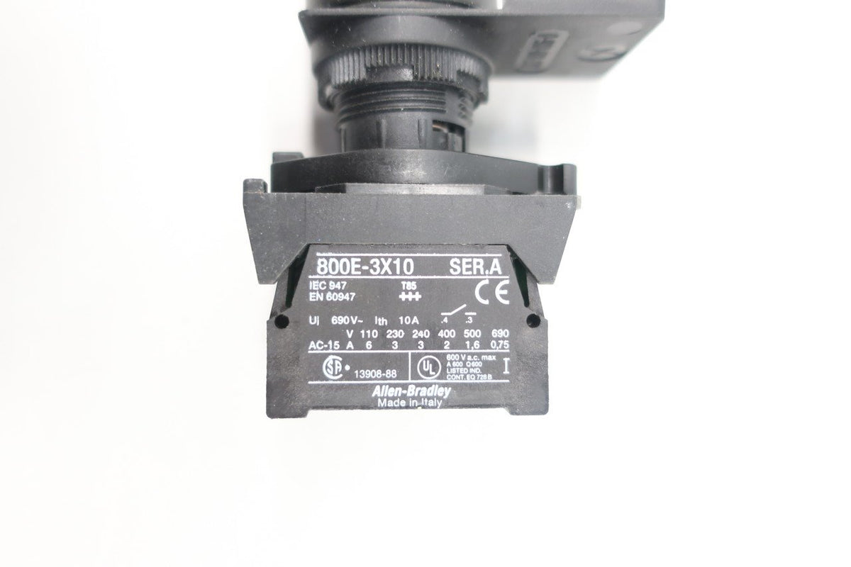 ALLEN BRADLEY 800E-3X10 Yellow 3-Position SELECTOR Switch SER A D608273
