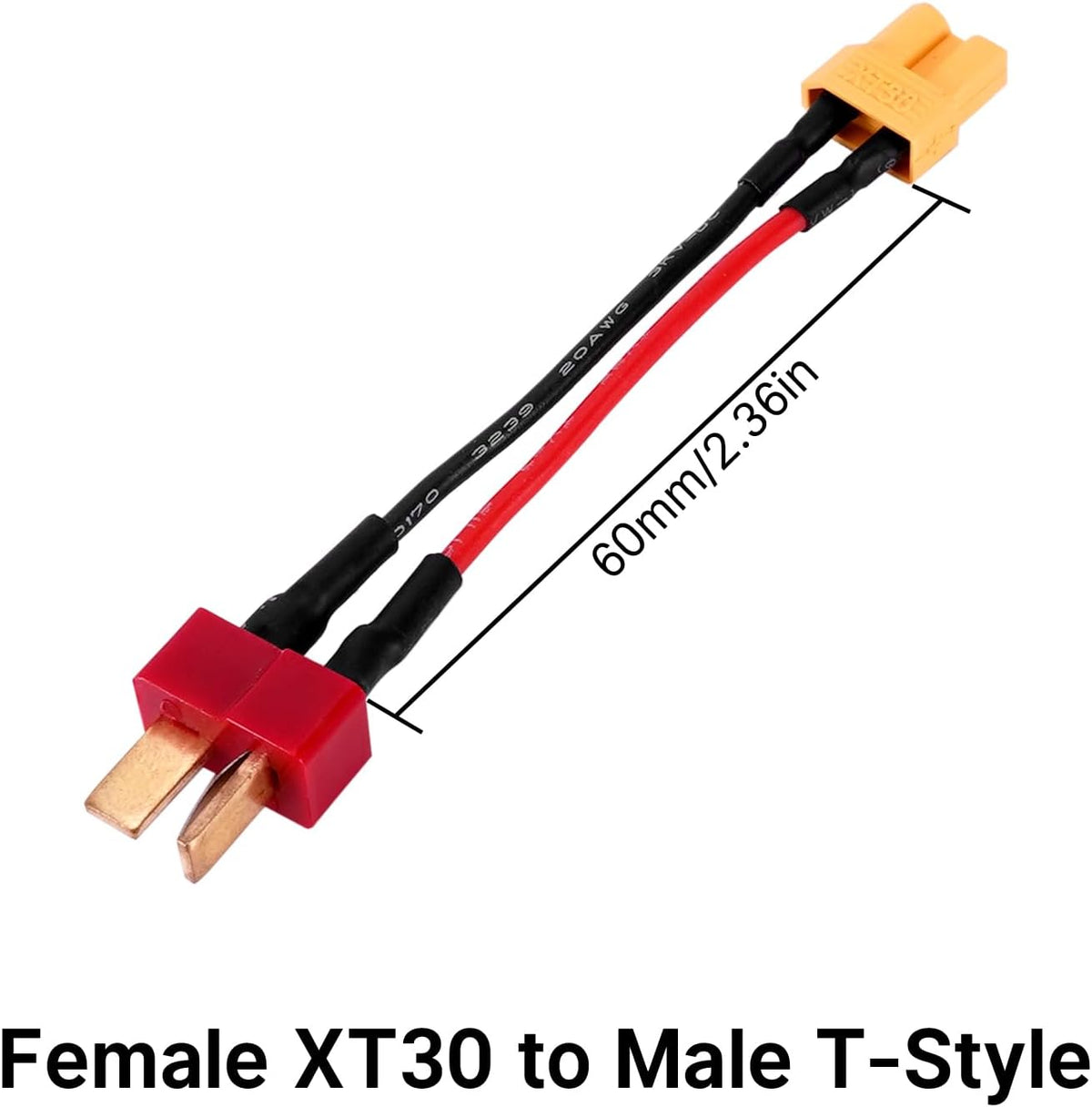 INJORA XT30 to JST-RCY JST PH2.0 TRX-4M T-Style EC3 Battery Adapter Cable