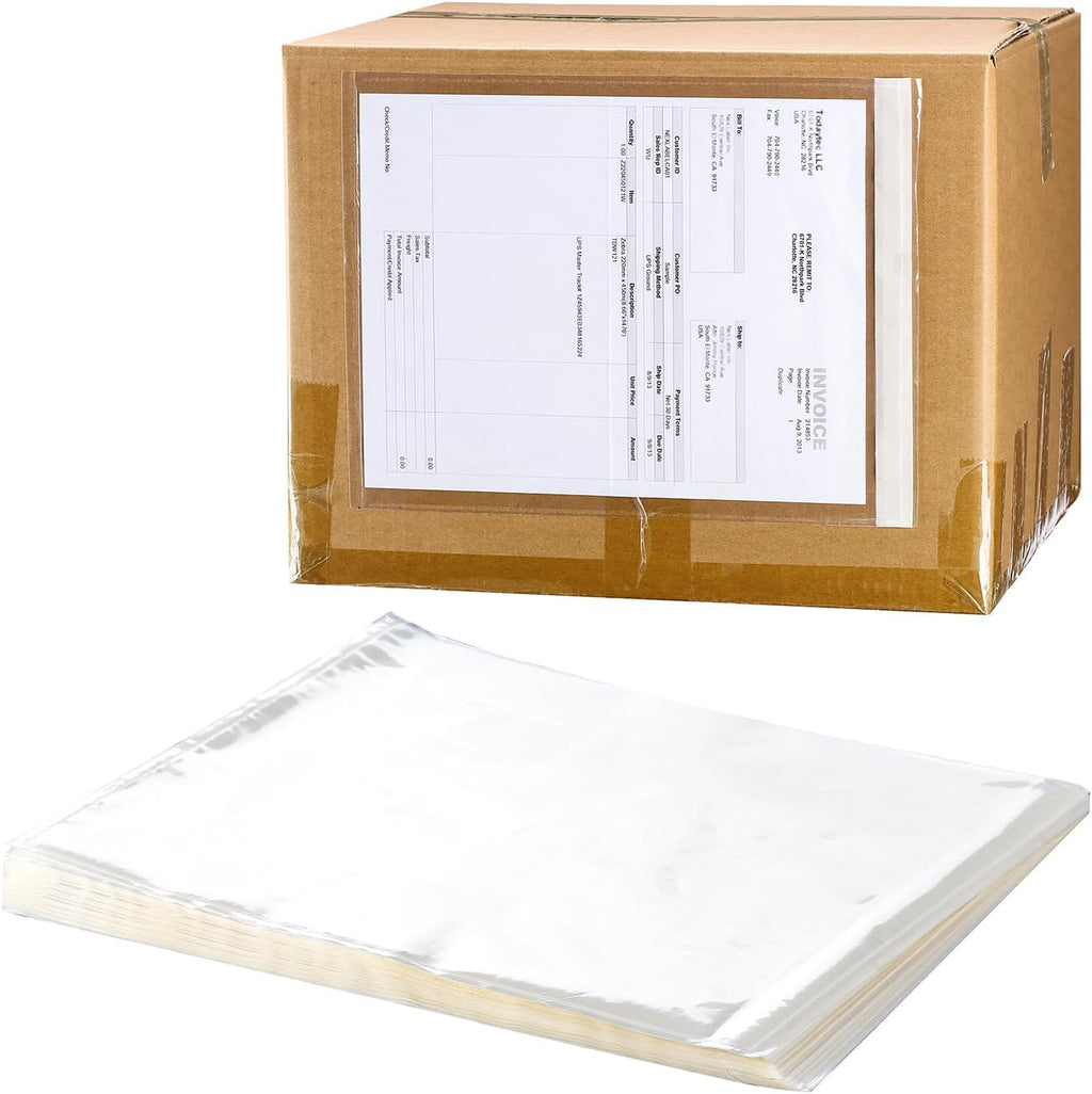 2.5 Mil Premium Clear 9.5'' x 12'' Packing List Envelopes, Adhesive Shipping Label/Documents Pouches/Sleeves for Full