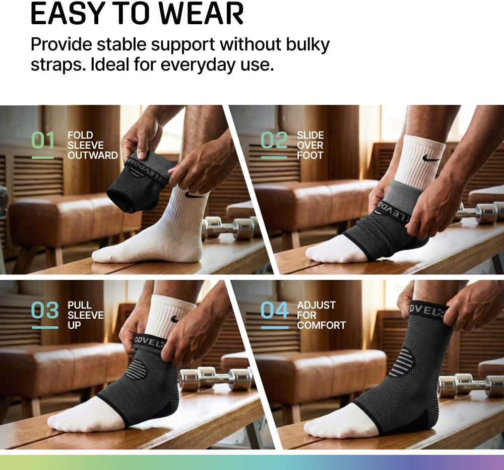 Foot & Ankle Brace Socks for Sprained Ankle Compression Sleeve - Foot Support for Women & Men - Tendonitis &