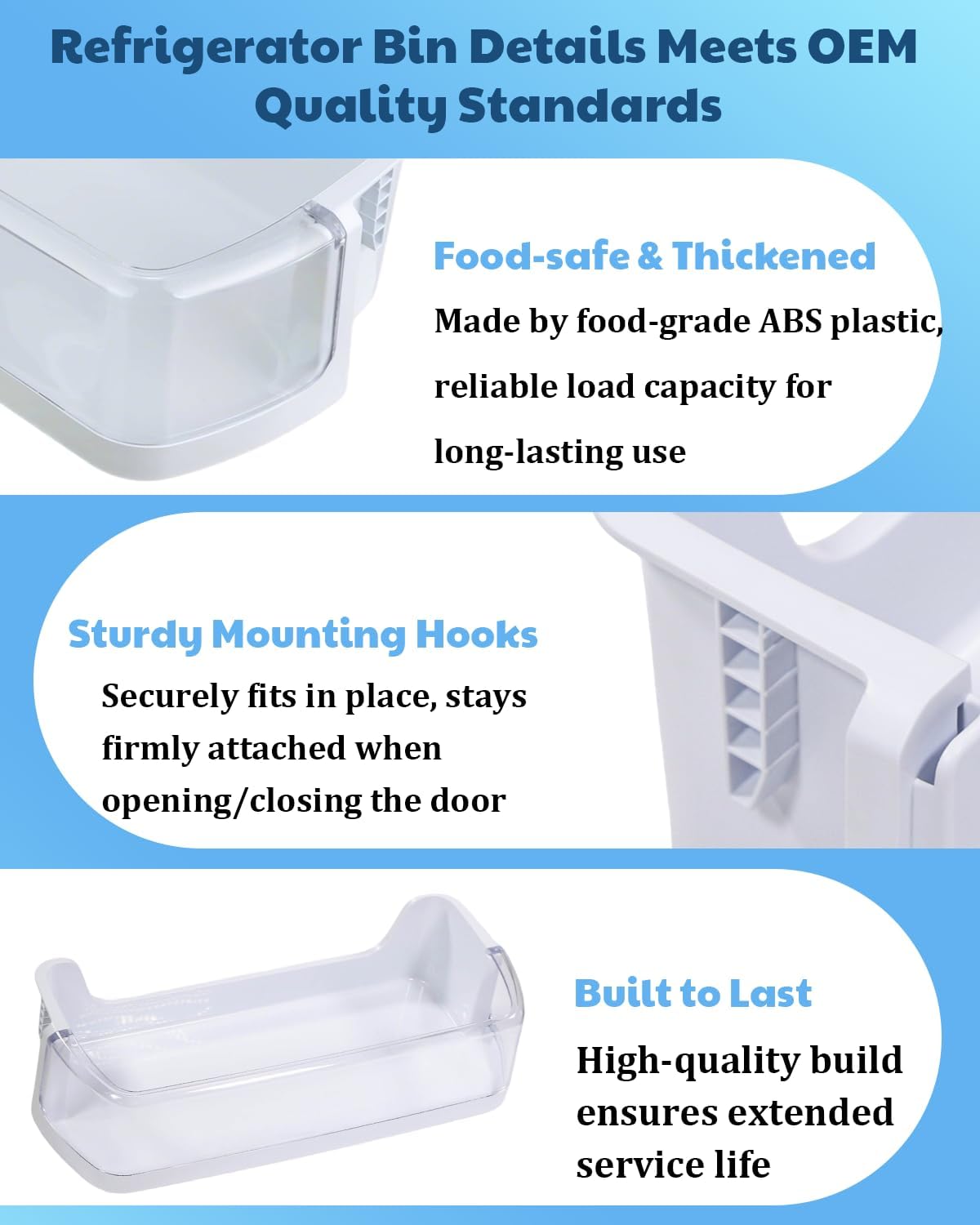 2-Pack RS25H5111SR RS25H5111SG Right Door Mid Shelf Bin for Sam-sung Fridge