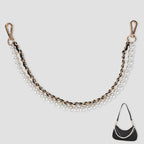 Pearl Purse Chain Strap Replacement Bag Chain Charm(15.57"Black&Silver)