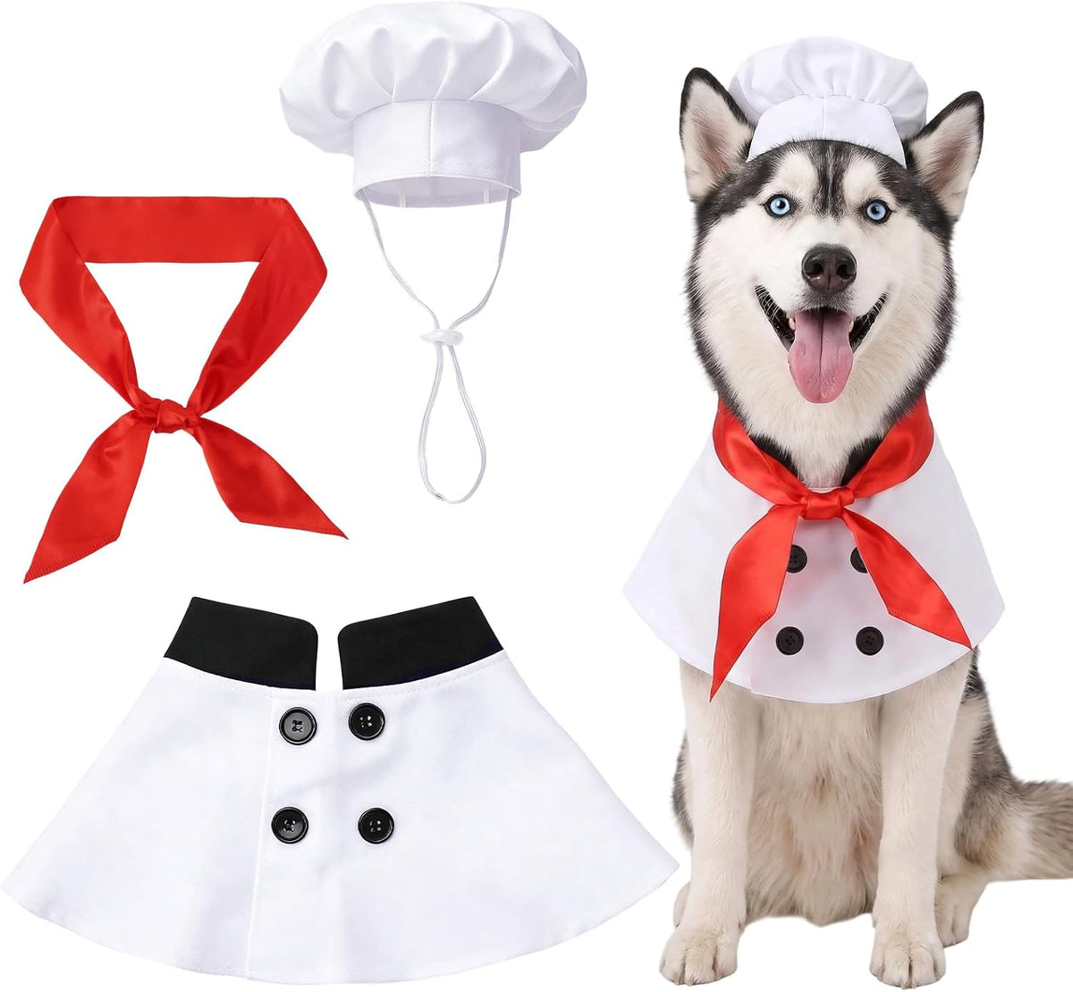 Halloween Dog Costumes, Dog Chef Costume, Pet Chef Outfit, L