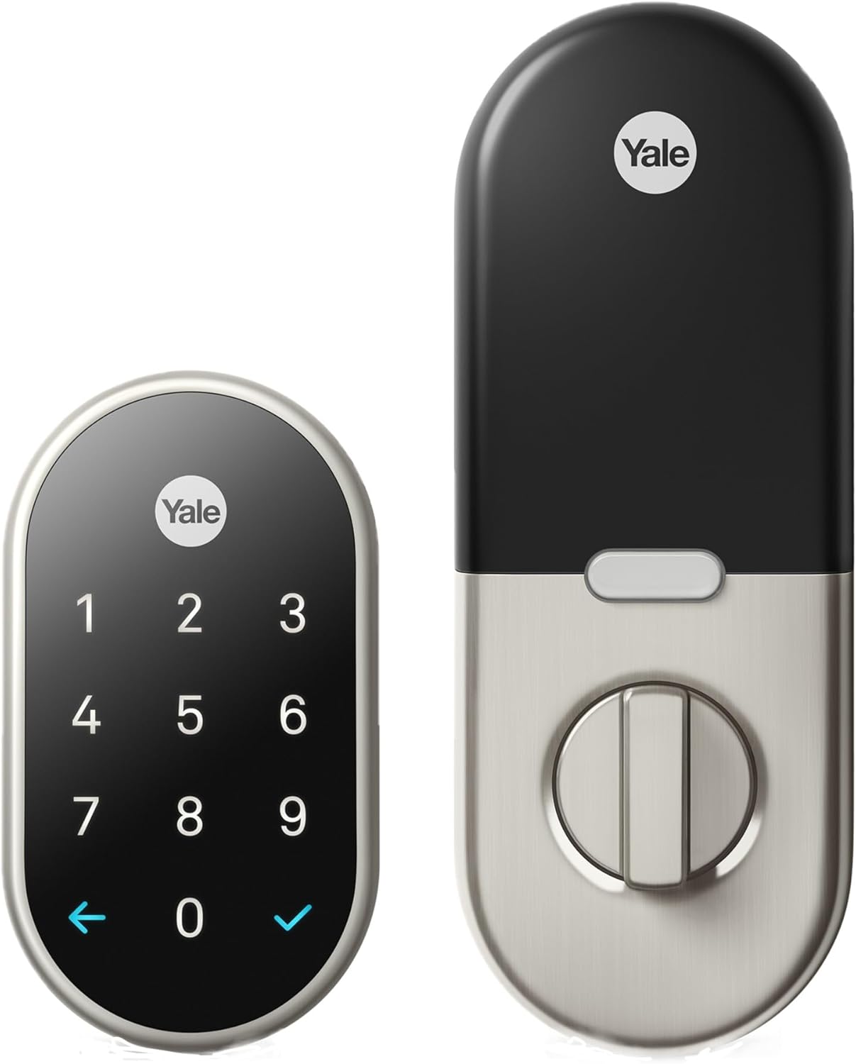 Nest x Yale Lock - Tamper-Proof Smart Lock for Keyless Entry - Keypad Deadbolt Lock for Front Door - Satin Nickel
