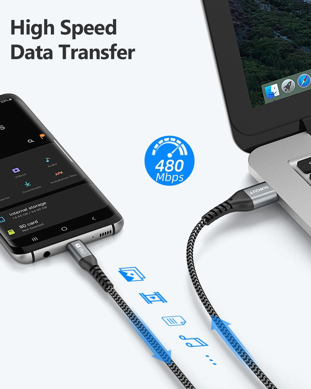 USB C Cable 1FT [3Pack], 3A USB A to USB C Fast Charging Cable Data Transfer Braided Compatible with iPhone 17/16/15