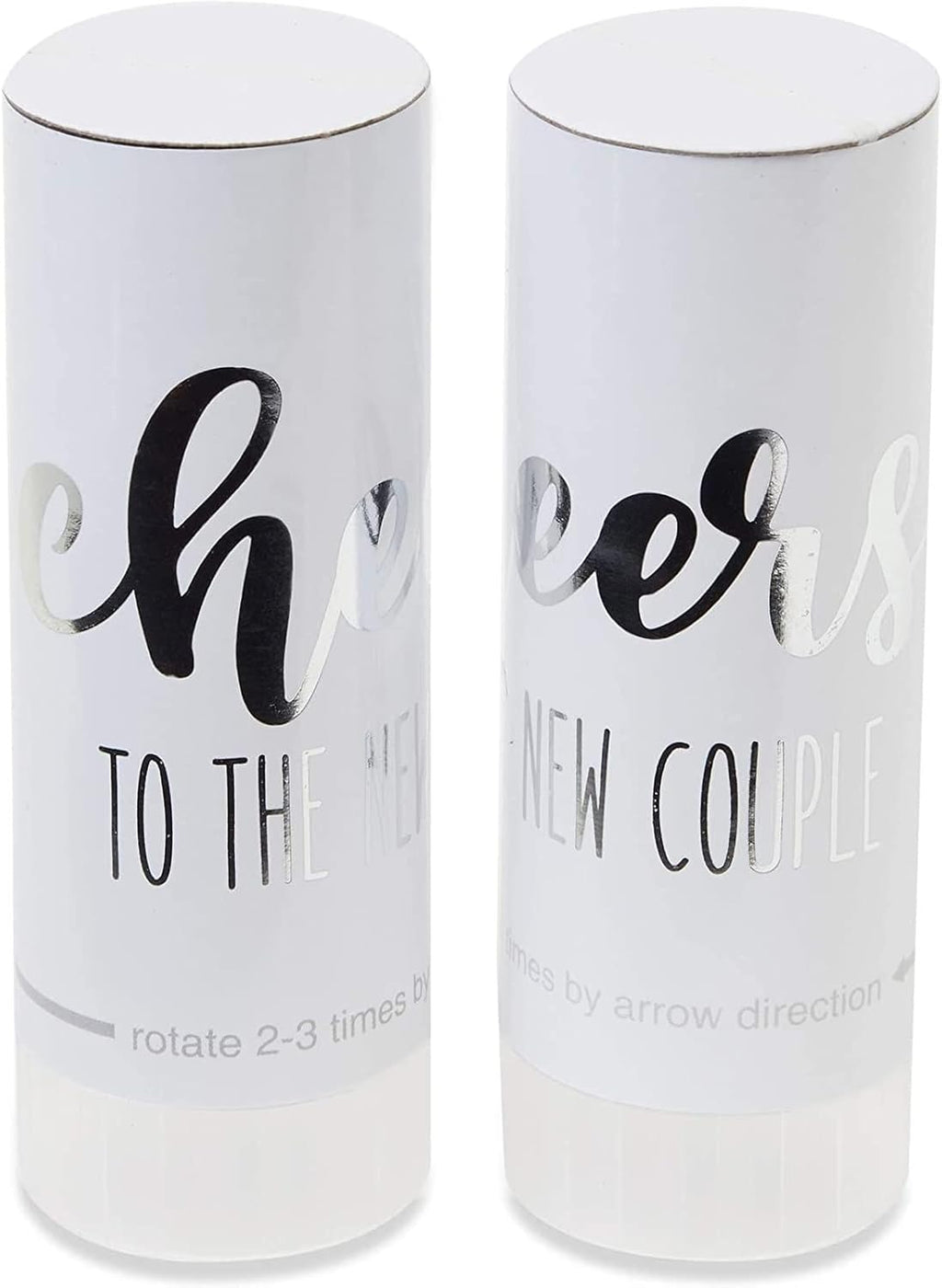 Wedding Confetti Wands - 1.5 x 4.2 In, 20 Pack, Silver & White - Metallic Foil Dispenser for Send Off, Bridal Shower