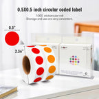 0.5" Circle Dot Stickers 2 Rolls Pack 2000 Color Coded Label, Orange+Red