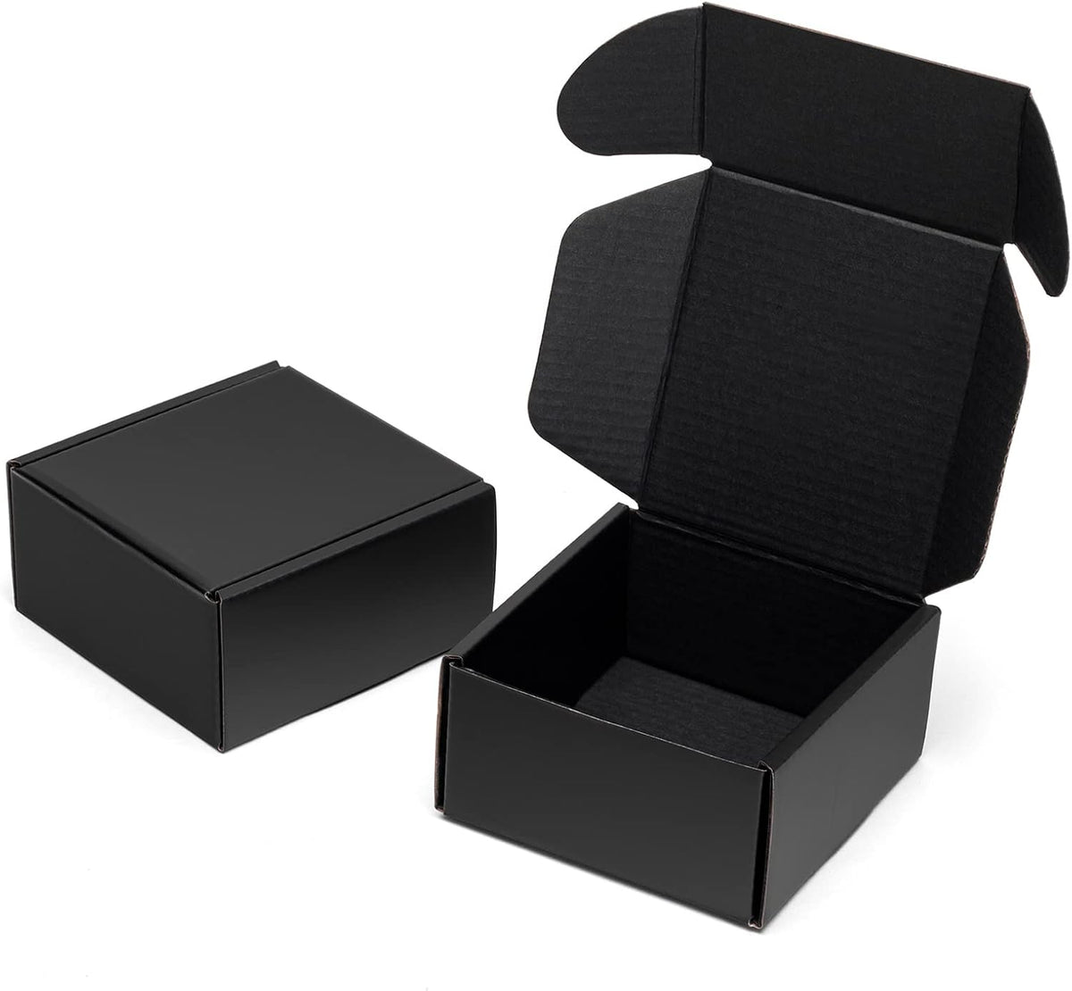 Small Shipping Boxes 4x4x2 Inch 25 Pack Black Corrugated Cardboard