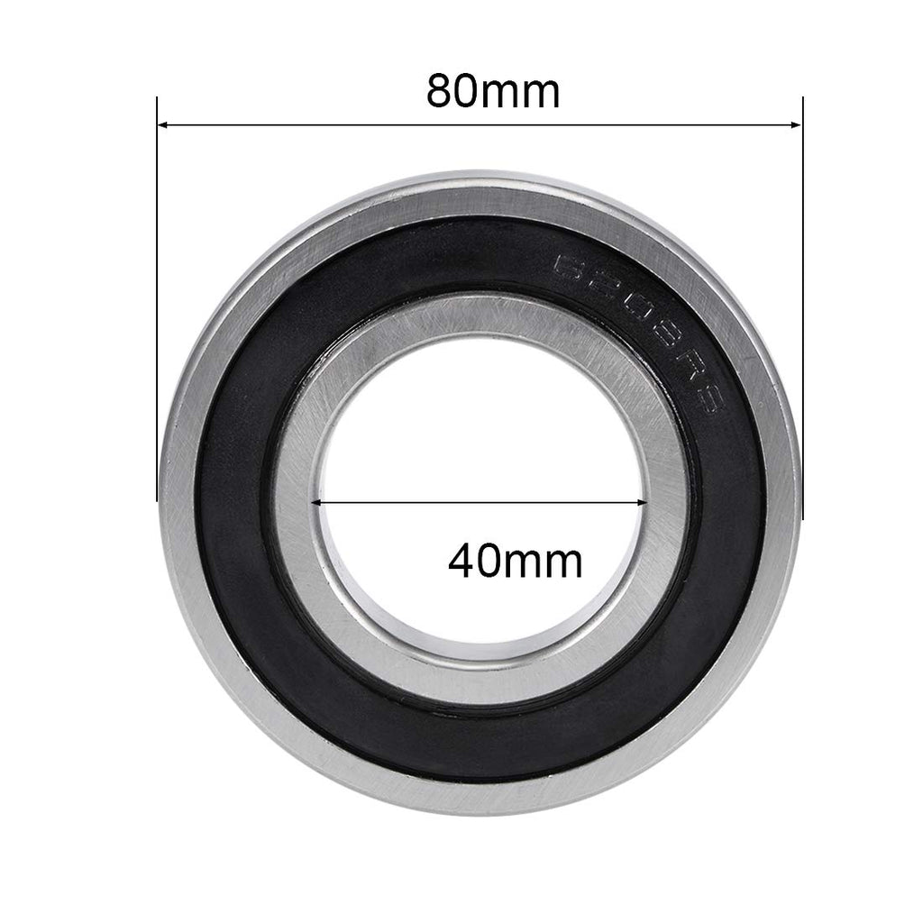 uxcell 6208-2RS Deep Groove Ball Bearings Z2 40mm X 80mm X 18mm Double Shielded Carbon Steel 2pcs
