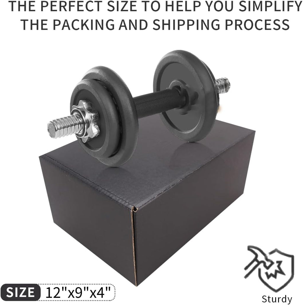 Shipping Boxes, 10Pcs Black 12x9x4in Corrugated Cardboard Box