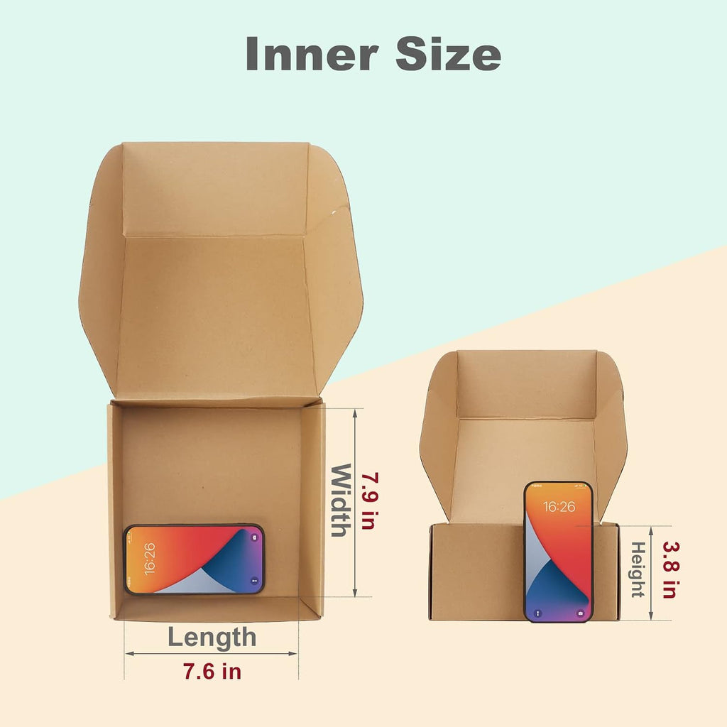 8x8x4 Inches Shipping Boxes Pack of 25, Small Corrugated Cardboard Box for Mailing Packing Literature Mailer