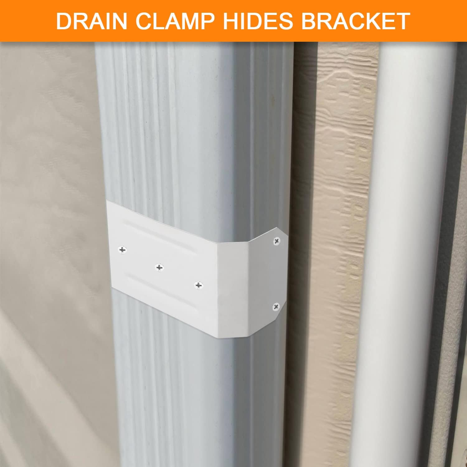 Downspout Adapter Gutter Pipe Clip Hidden Bracket 3x4 White Set of 2