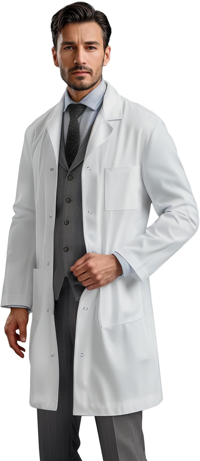 Lab Coat for Men and Women, 40 Inch Relaxed Fit, 3 Pockets, Doctor Medical Coat Nurse Technician Vet Student