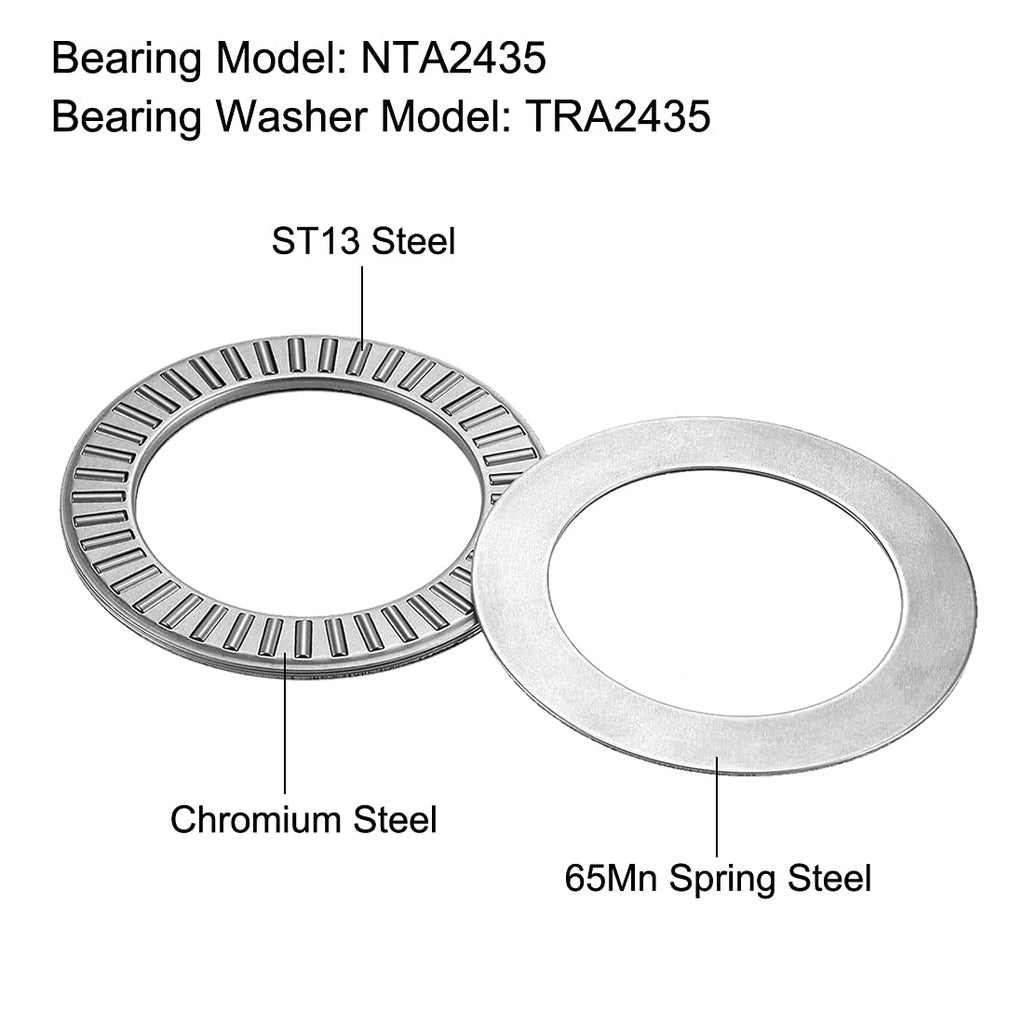 uxcell NTA2435 Thrust Needle Roller Bearings with Washers 1-1/2" Bore 2-5/32" OD 5/64" Width