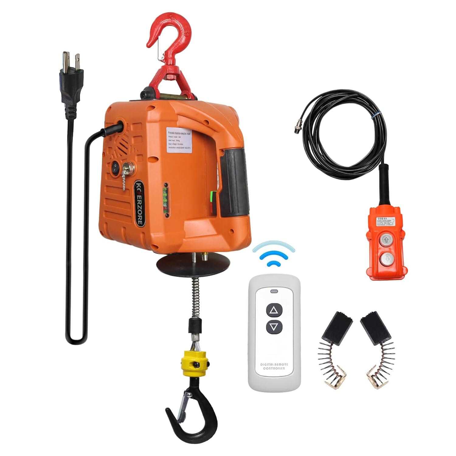 Electric Hoist Winch 1100Lbs Capacity for Garage, Workshop | 110V 25ft Lift Height Portable Power Winch for