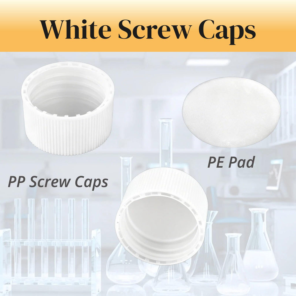 100 Pack 20ml Clear Glass Sample Vials, 24-400 White Screw Cap with PE Liners, Type I Class A 3.3 Borosilicate Glass