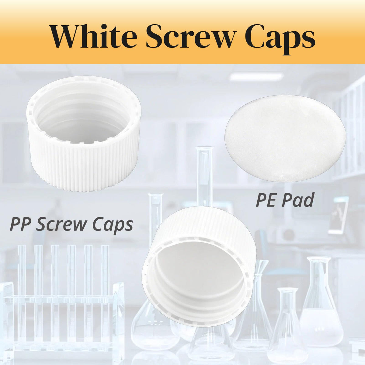 100 Pack 20ml Clear Glass Sample Vials, 24-400 White Screw Cap with PE Liners, Type I Class A 3.3 Borosilicate Glass