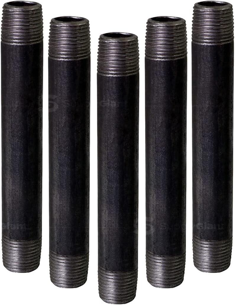 Everflow NPBL1112-5 Steel Nipple Pipe Fitting, Threaded Schedule 40, 1-1/4 In. x 12 In. (Pack Of 5)