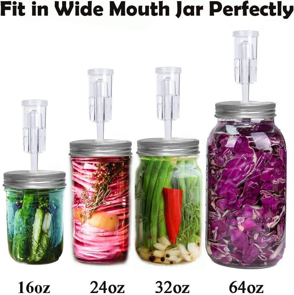 Fermentation Lids, 6 Set Fermentation Kit for Wide Mouth Jars, 6 Stainless Steel Fermenting Lids with 6 Silicone