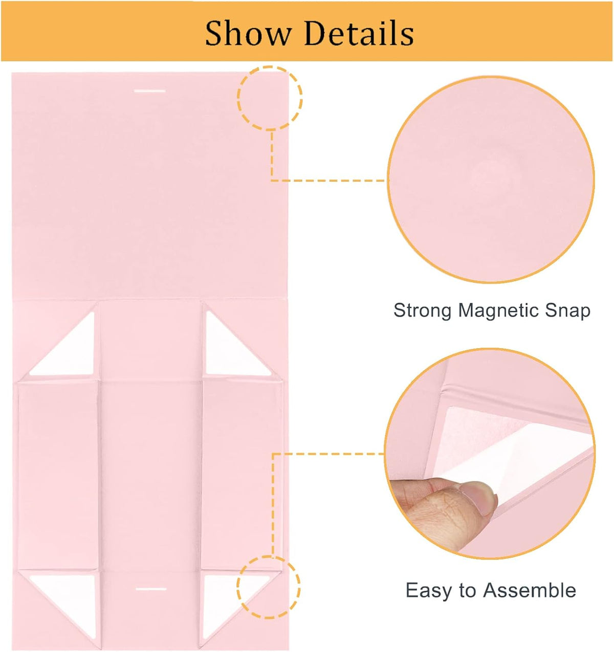 10.5"x7.5"x3.1" Pink Magnetic Gift Box with Lid & Ribbon for Present