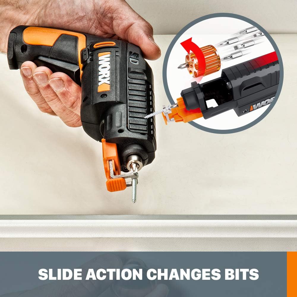 4V Electric Screwdriver, Rechargeable Cordless Power Screwdriver Set with 6 Bits, Screw Holder, Charger - WX255L