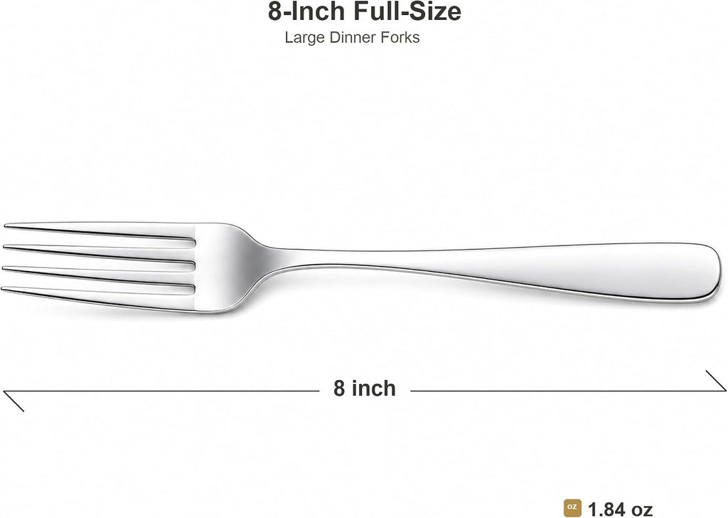 12 Piece Dinner Forks Set, 18/10 Stainless Steel Forks Silverware, 8 Inch
