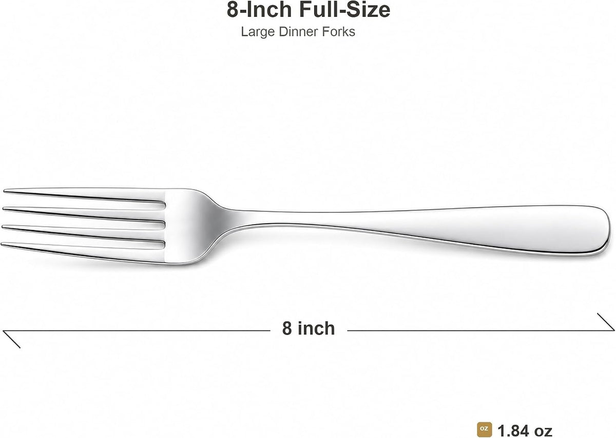 12 Piece Dinner Forks Set, 18/10 Stainless Steel Forks Silverware, 8 Inch