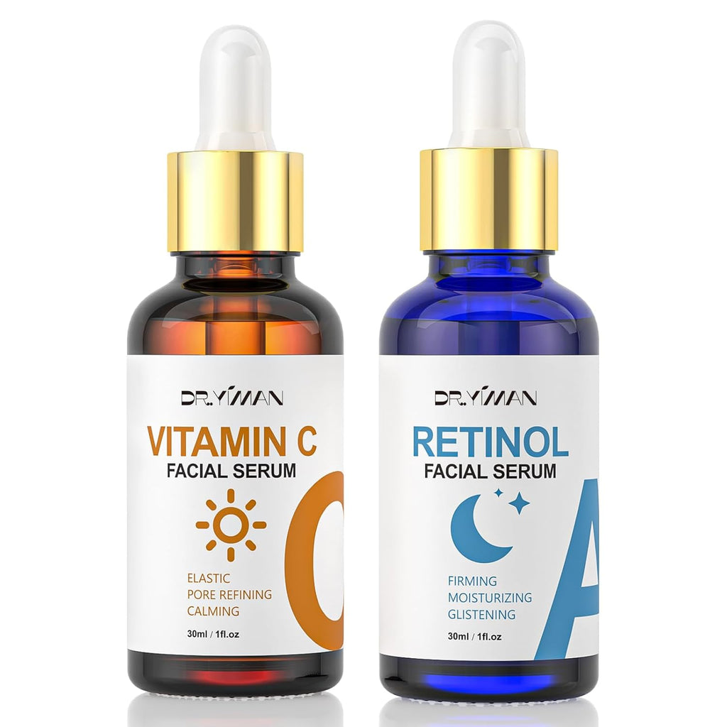 Vitamin C & Retinol Serum Set for Face – Day & Night Serum to Visibly Reduce the Look of Fine Lines with Hyaluronic
