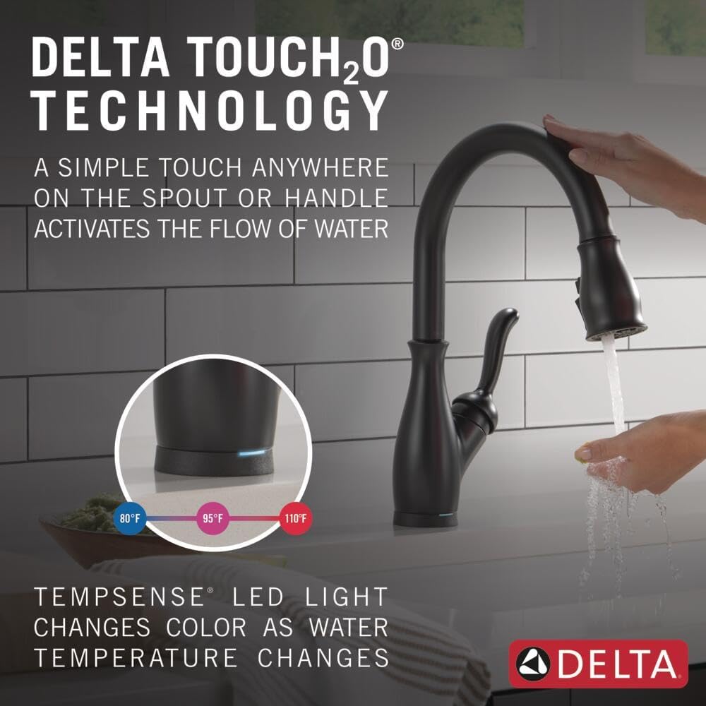 Leland Matte Black Touch Kitchen Faucet with Pull Down Sprayer, Traditional Single Hole Touch On Kitchen Sink Faucet