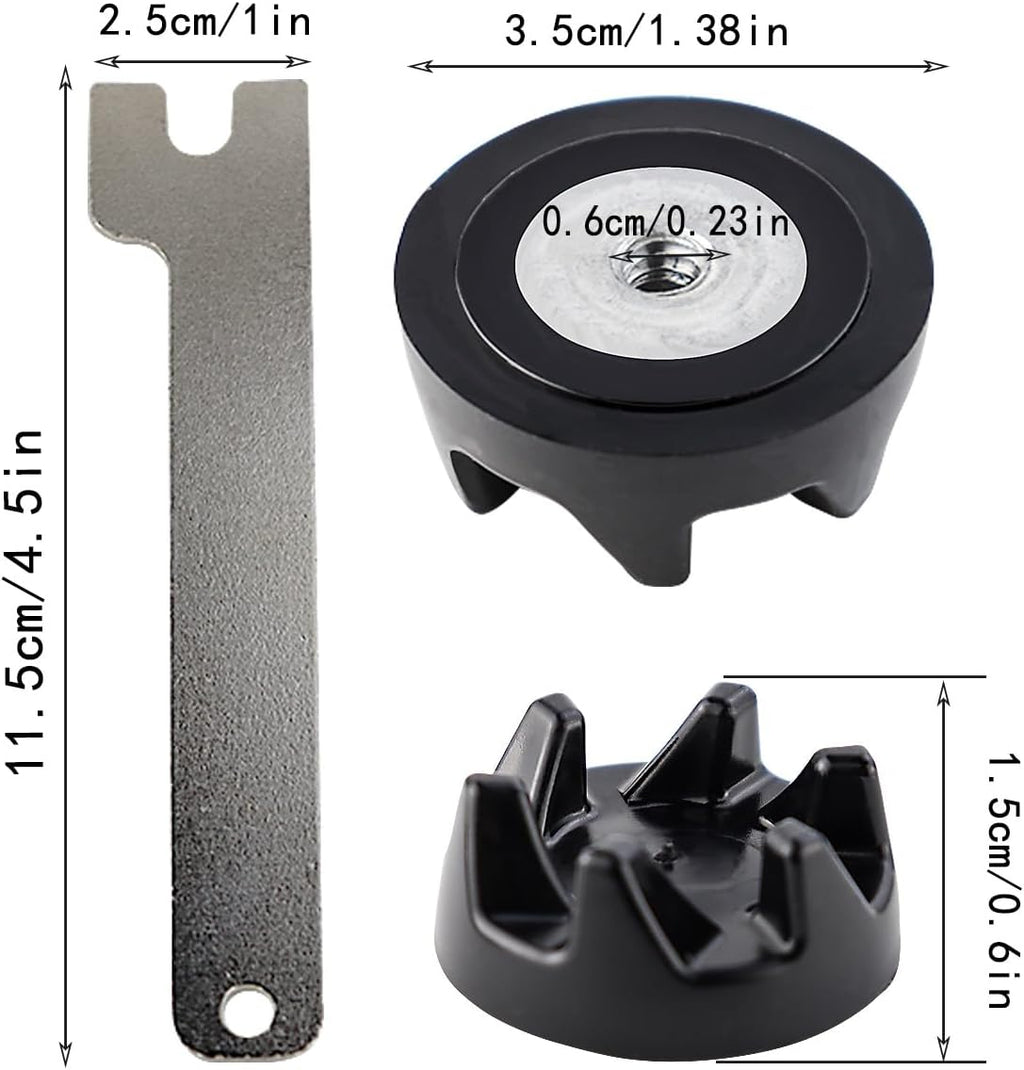 2Pcs Black 9704230 Blender Drive Coupler with 1 Spanner Replacement Parts