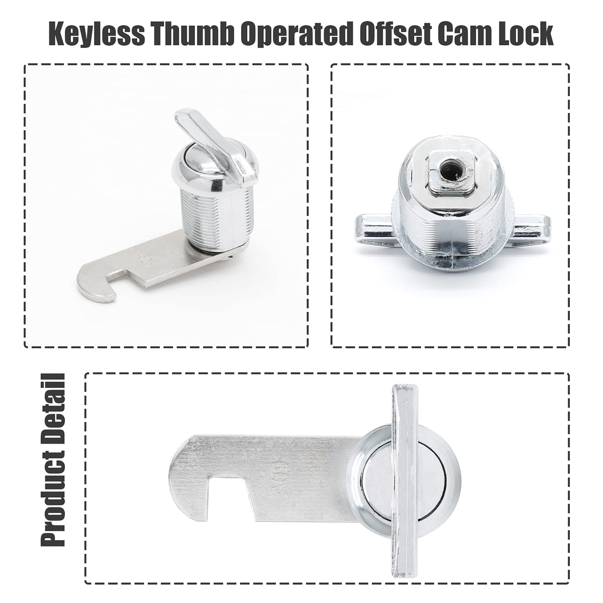 Keyless Thumb Cam Lock 3/4 Inch Hook Cam Chrome Cabinet Latch