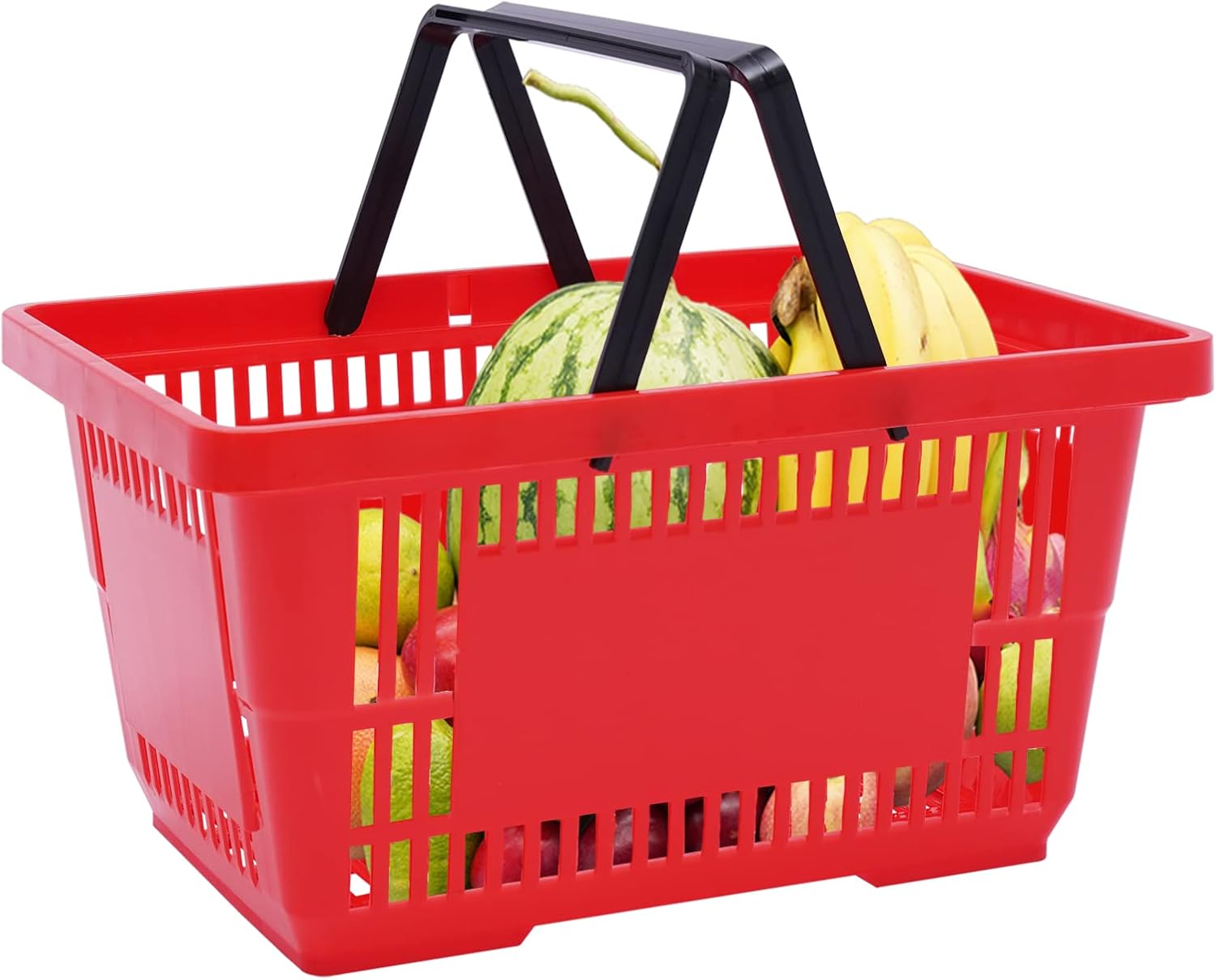 12PCS Shopping Baskets with Handles, 21L Plastic Grocery Basket for Retail Store, Supermarket, Grocery Shopping |17"