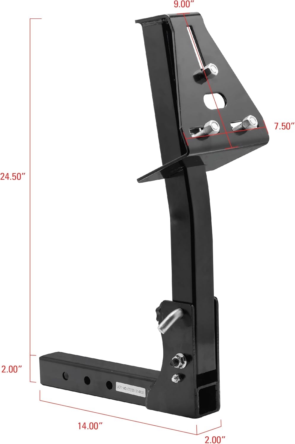 5001.5831 Pivoting Fold Down Hitch Mount Spare Tire Carrier for 2" Receivers, Black