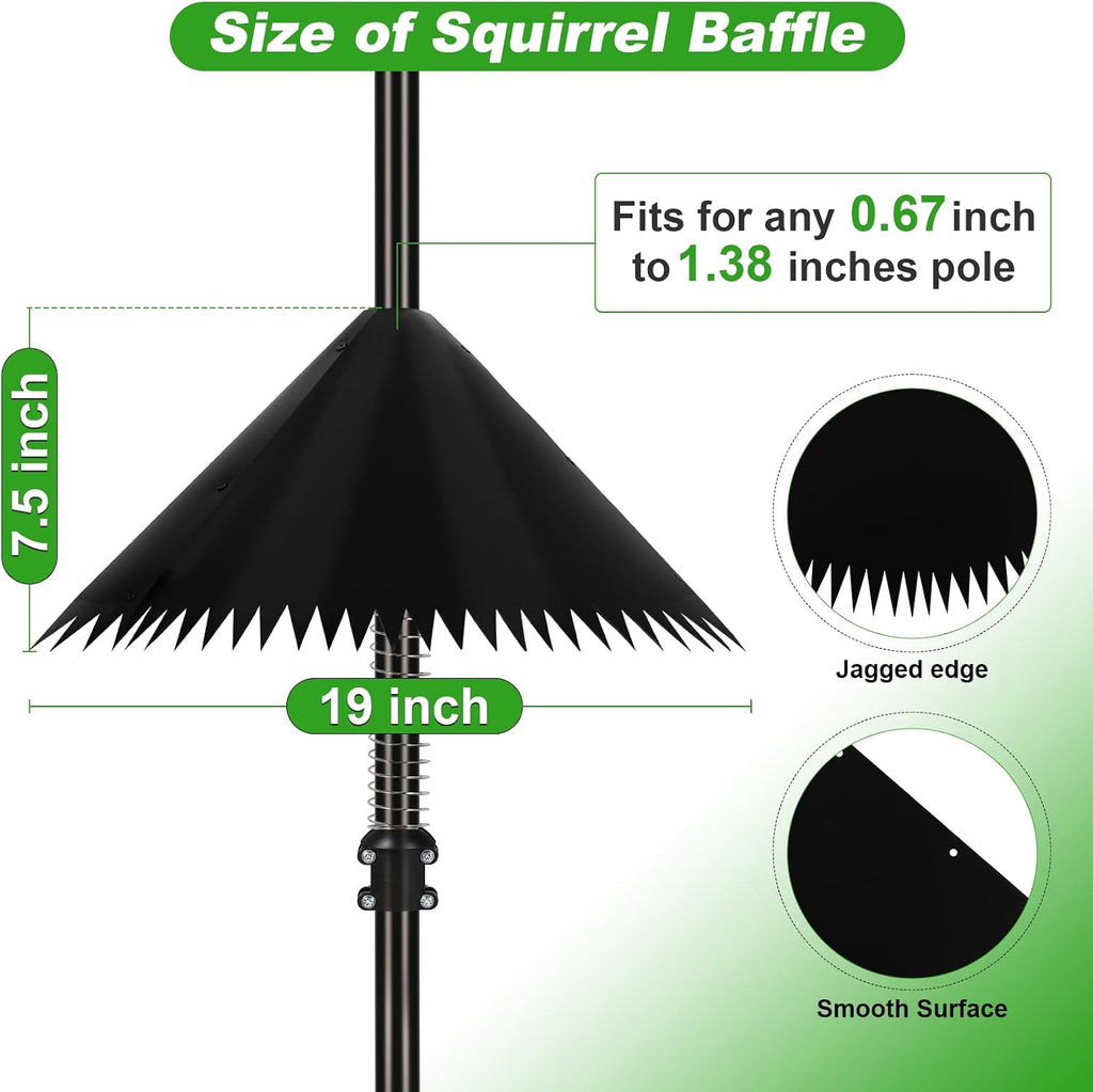 19 inch Squirrel Baffle for Bird Feeder Pole,Squirrel Cone for Feeder Pole